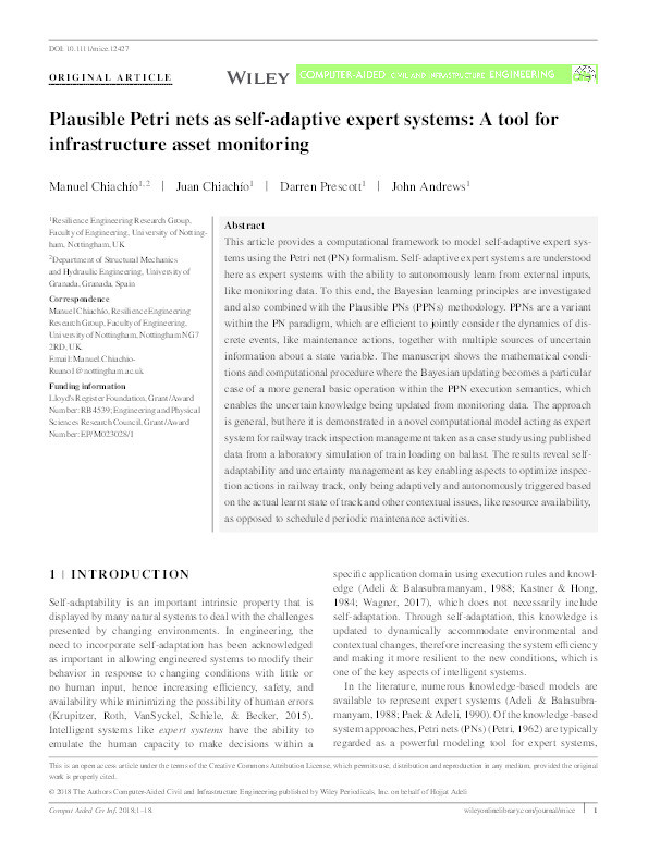 Plausible petri nets as self-adaptive expert systems: a tool for infrastructure asset monitoring Thumbnail