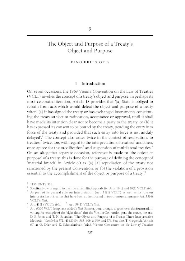The object and purpose of a treaty's object and purpose Thumbnail