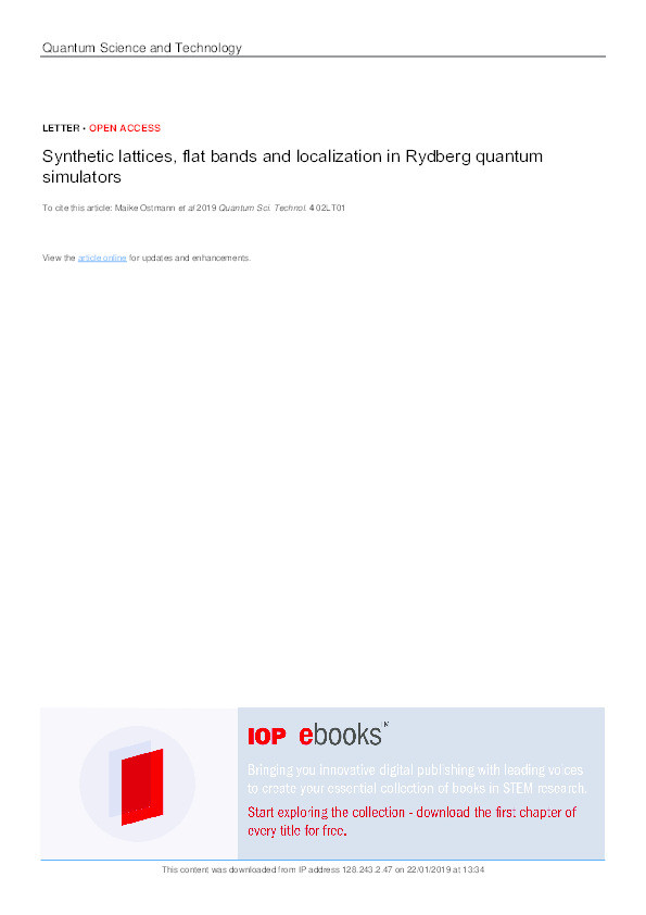 Synthetic lattices, flat bands and localization in Rydberg quantum simulators Thumbnail