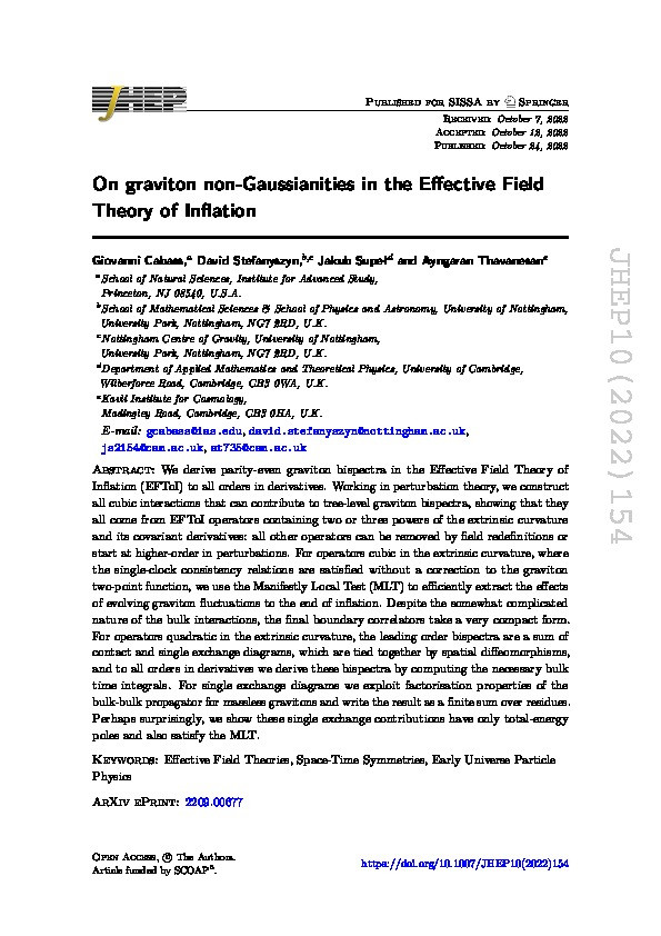 On graviton non-Gaussianities in the Effective Field Theory of Inflation Thumbnail