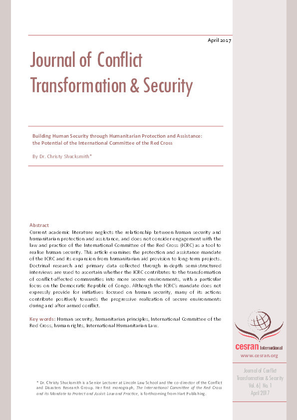 Building human security through humanitarian protection and assistance: the potential of the International Committee of the Red Cross Thumbnail