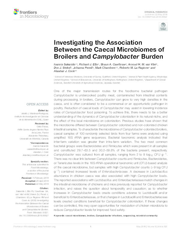 Investigating the association between the caecal microbiomes of broilers and Campylobacter burden Thumbnail