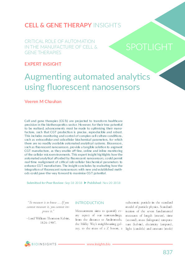 Augmenting automated analytics using fluorescent nanosensors Thumbnail
