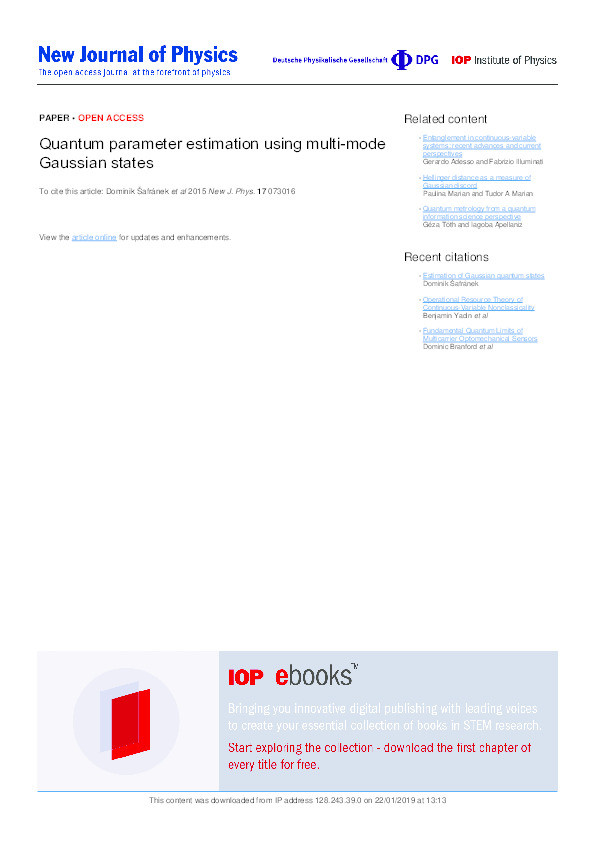 Quantum parameter estimation using multi-mode Gaussian states Thumbnail