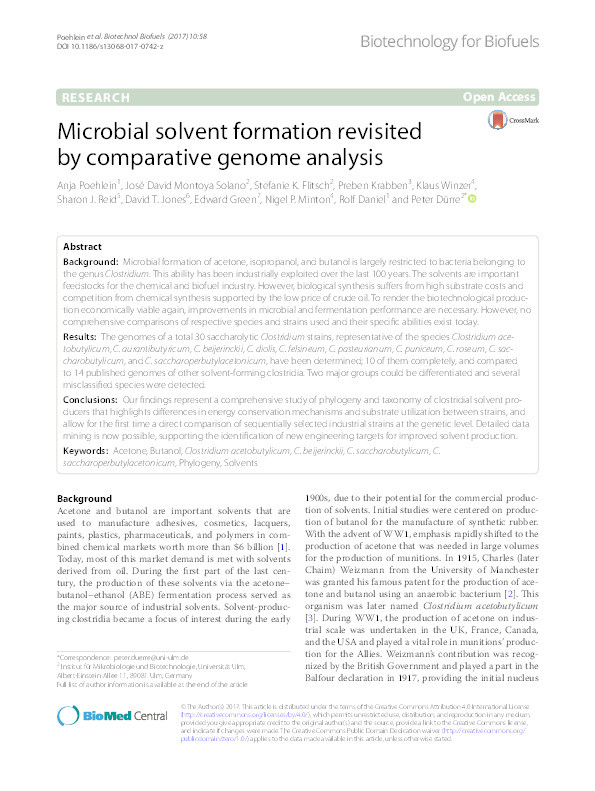 Microbial solvent formation revisited by comparative genome analysis Thumbnail