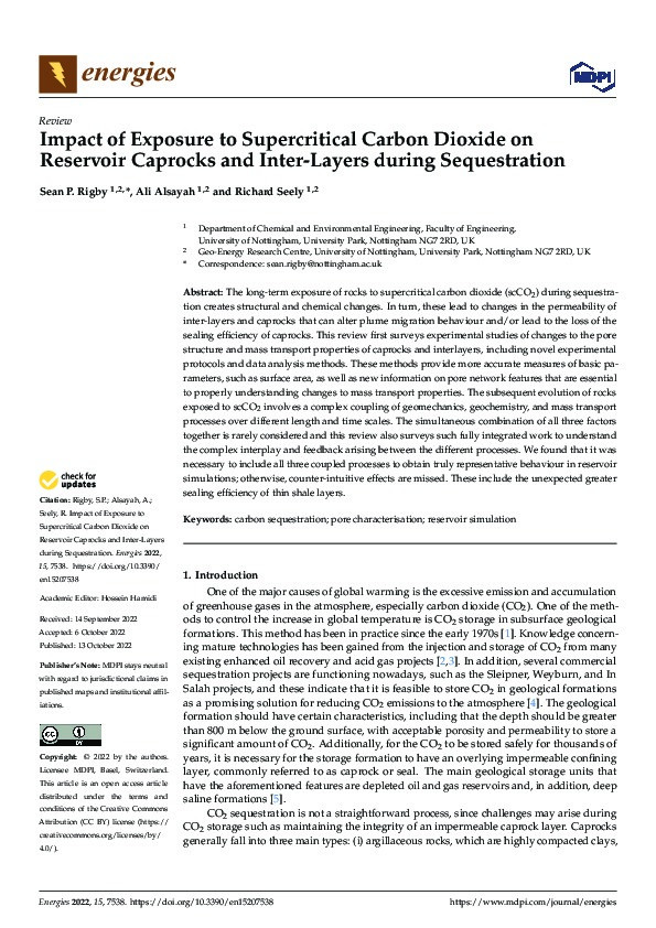 Impact of Exposure to Supercritical Carbon Dioxide on Reservoir Caprocks and Inter-Layers during Sequestration Thumbnail