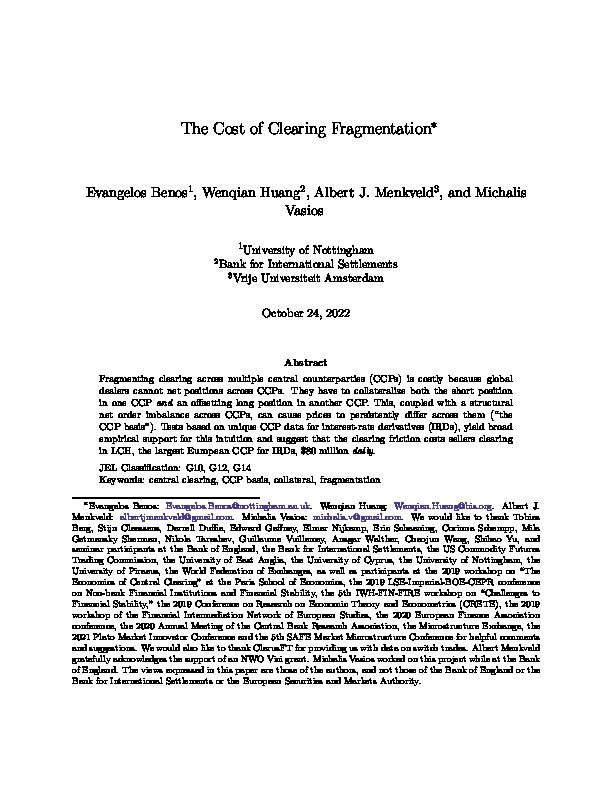 The Cost of Clearing Fragmentation Thumbnail