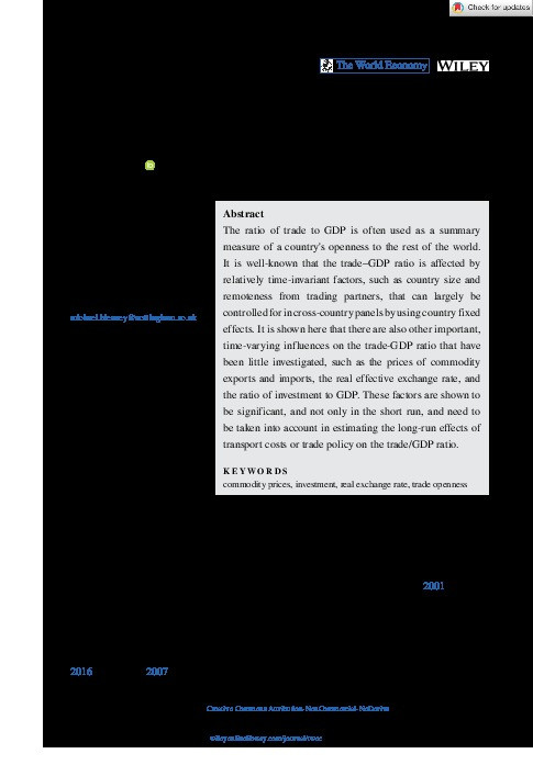 The trade-GDP ratio as a measure of openness Thumbnail