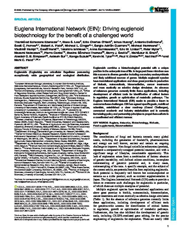 Euglena International Network (EIN): Driving euglenoid biotechnology for the benefit of a challenged world Thumbnail