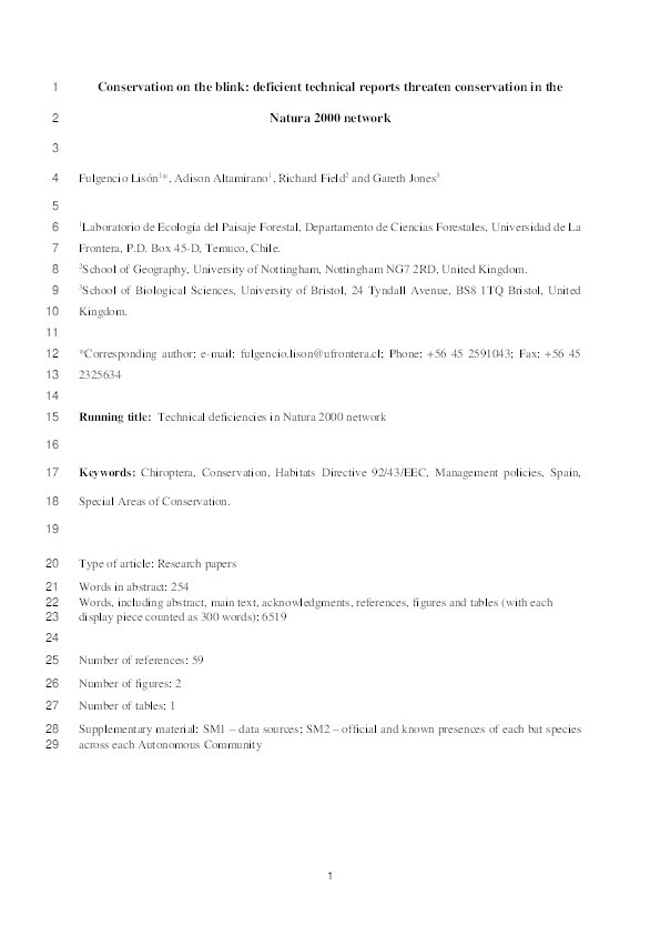 Conservation on the blink: deficient technical reports threaten conservation in the Natura 2000 network Thumbnail