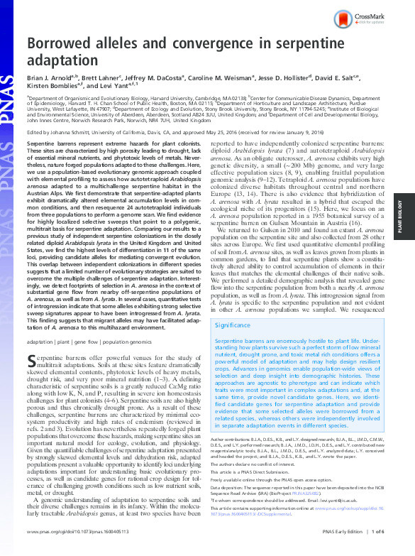 Borrowed alleles and convergence in serpentine adaptation Thumbnail