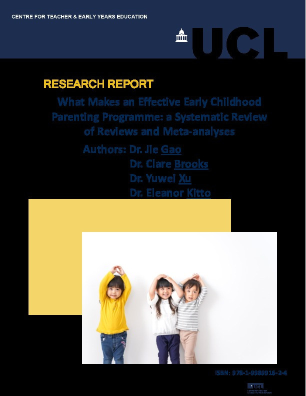 What Makes an Effective Early Childhood Parenting Programme: a Systematic Review of Reviews and Meta analyses Thumbnail