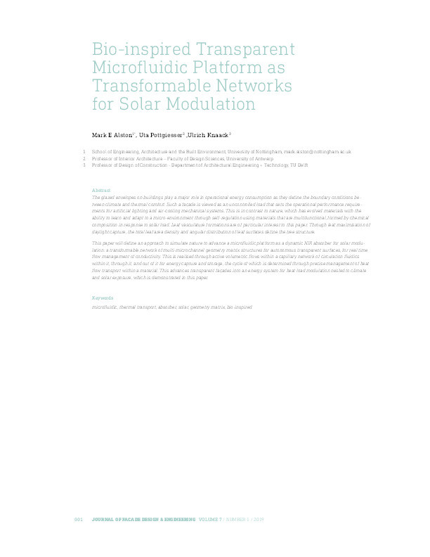 Bio-inspired Transparent Microfluidic Platform as Transformable Networks for Solar Modulation Thumbnail