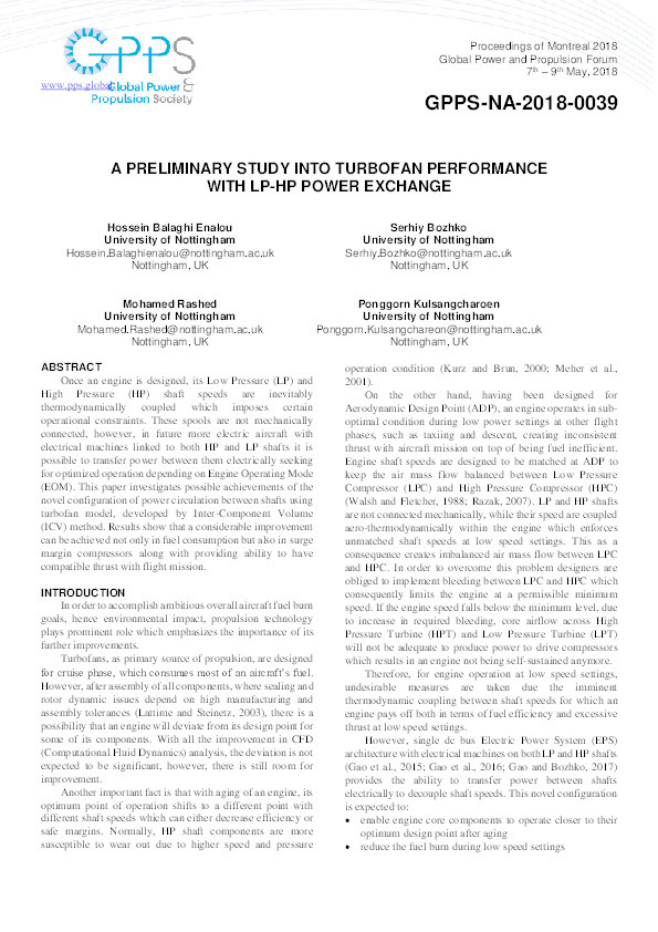 A preliminary study into turbofan performance with LP-HP power exchange Thumbnail