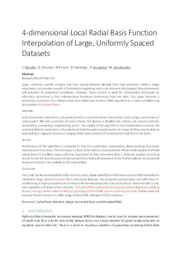 4-dimensional local radial basis function interpolation of large, uniformly spaced datasets Thumbnail