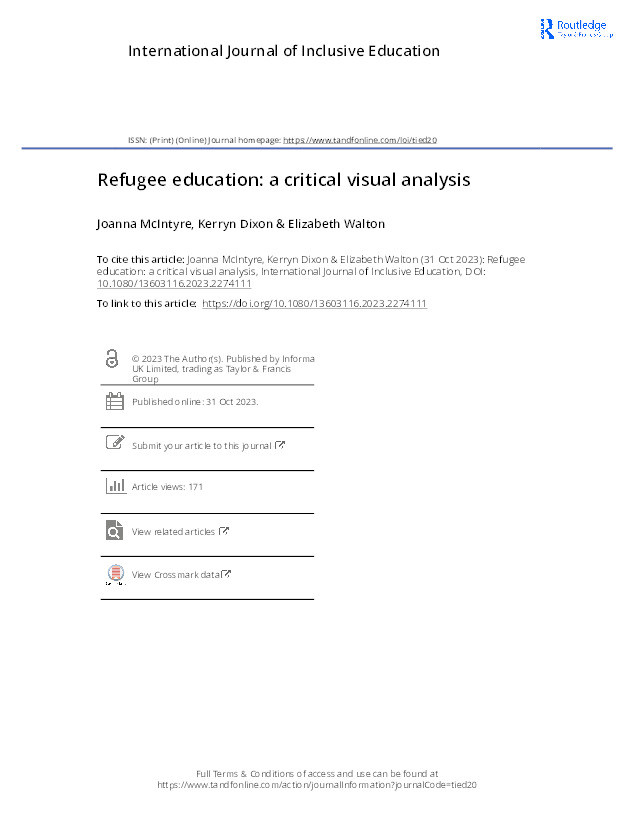 Refugee education: a critical visual analysis Thumbnail