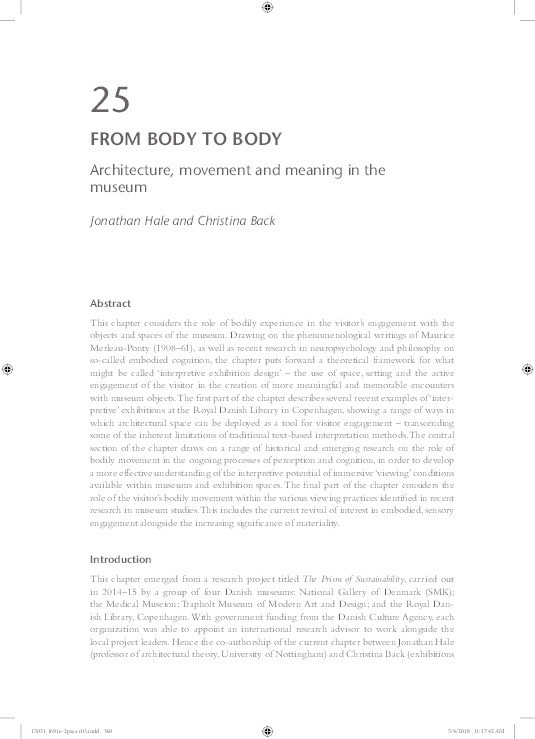 From body to body: architecture, movement and meaning in the museum Thumbnail