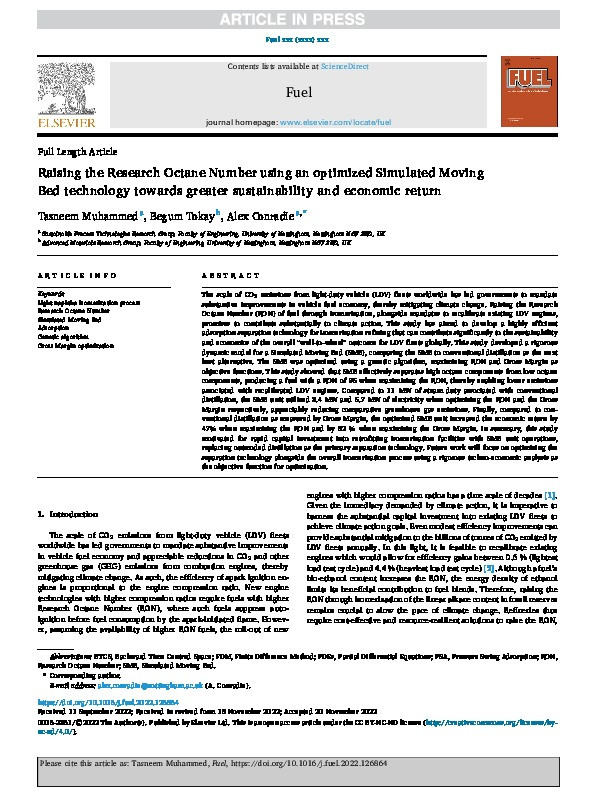 Raising the Research Octane Number using an optimized Simulated Moving Bed technology towards greater sustainability and economic return Thumbnail