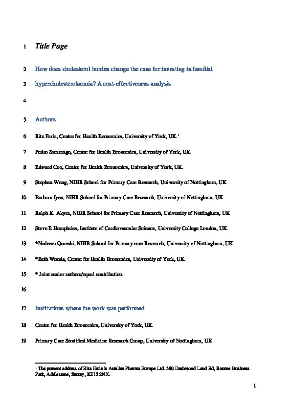 How does cholesterol burden change the case for investing in familial hypercholesterolaemia? A cost-effectiveness analysis Thumbnail
