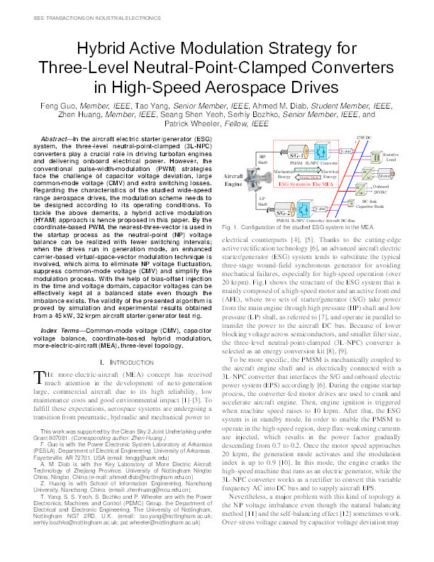 Hybrid Active Modulation Strategy for Three-Level Neutral-Point-Clamped Converters in High-Speed Aerospace Drives Thumbnail