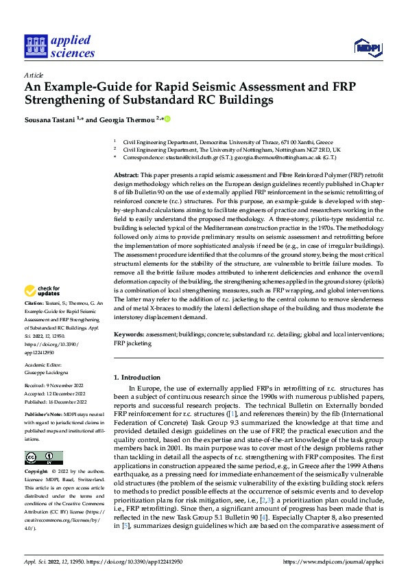 An Example-Guide for Rapid Seismic Assessment and FRP Strengthening of Substandard RC Buildings Thumbnail