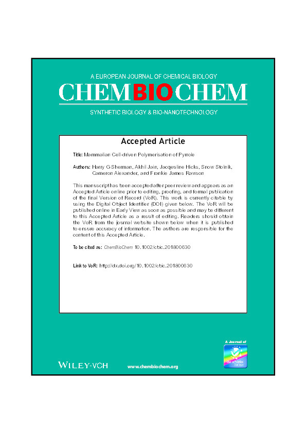 Mammalian cell-driven polymerisation of pyrrole Thumbnail