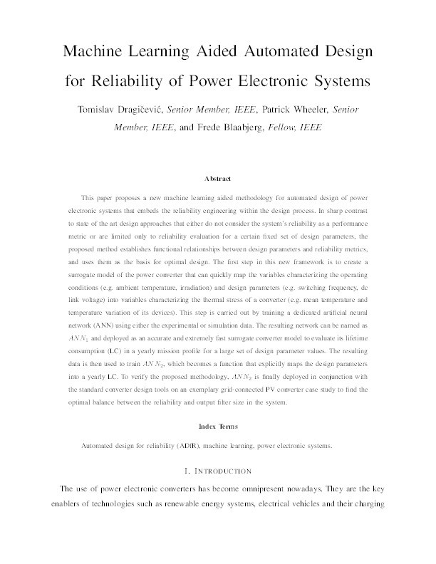 Artificial Intelligence Aided Automated Design for Reliability of Power Electronic Systems Thumbnail