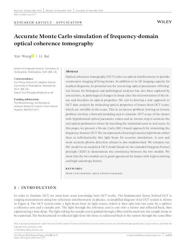 Accurate Monte Carlo simulation of frequency-domain optical coherence tomography Thumbnail