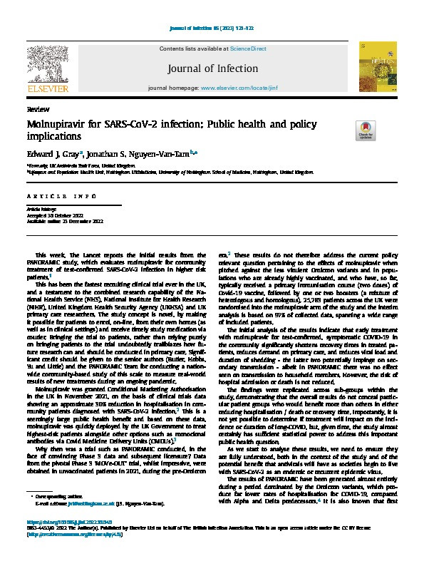 Molnupiravir for SARS-CoV-2 infection: Public health and policy implications Thumbnail
