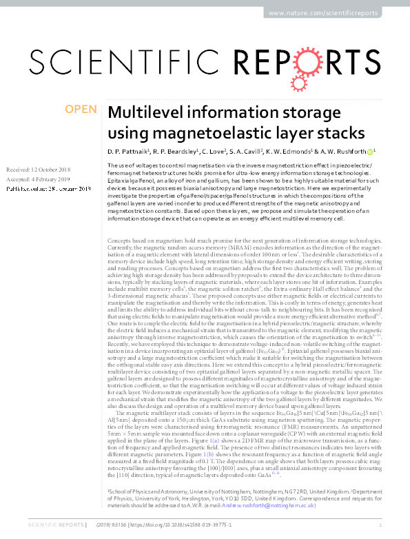 Multilevel information storage using magnetoelastic layer stacks Thumbnail