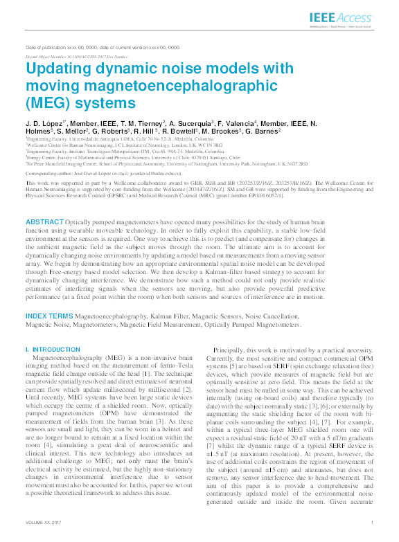 Updating dynamic noise models with moving magnetoencephalographic (MEG) systems Thumbnail