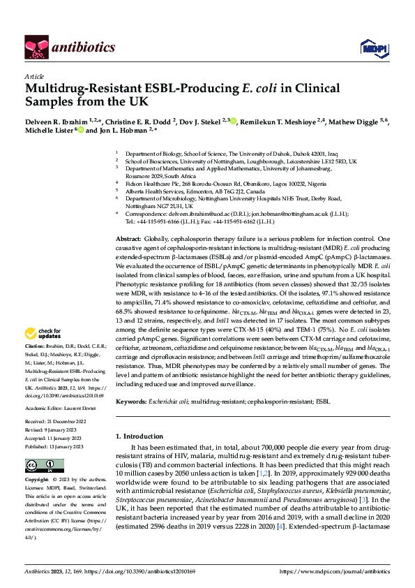 Multidrug-Resistant ESBL-Producing E. coli in Clinical Samples from the UK Thumbnail