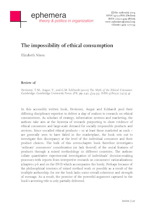 The impossibility of ethical consumption Thumbnail