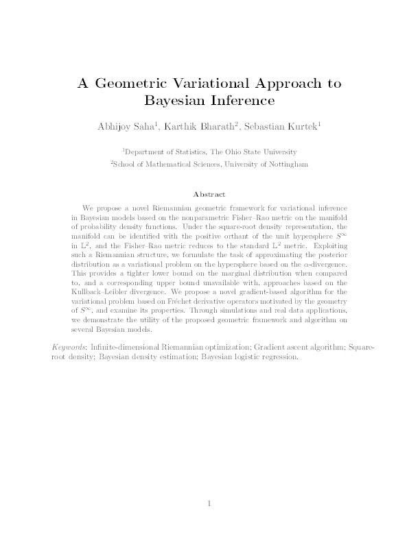 A geometric variational approach to Bayesian inference Thumbnail