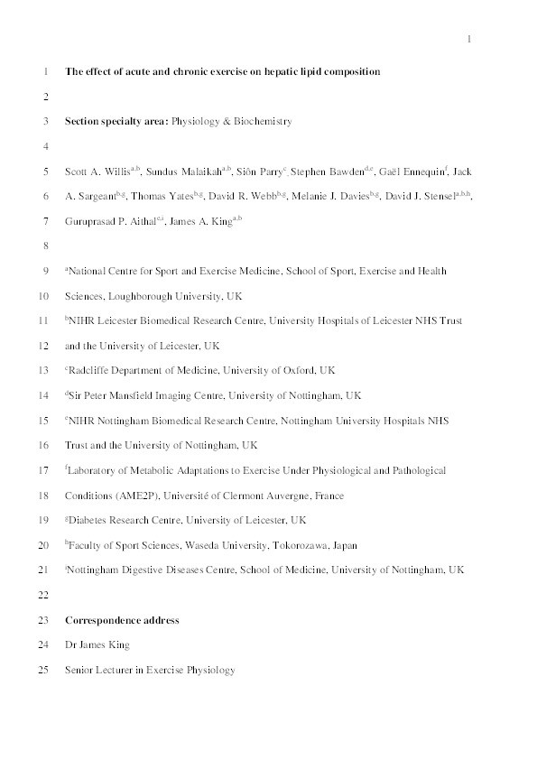 The effect of acute and chronic exercise on hepatic lipid composition Thumbnail