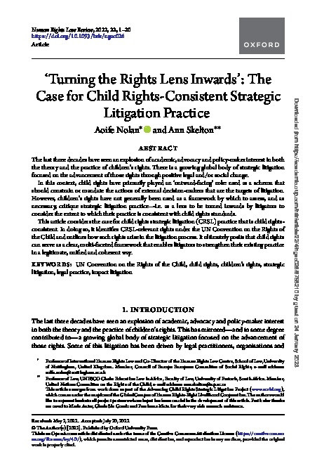 ‘Turning the Rights Lens Inwards’: The Case for Child Rights-Consistent Strategic Litigation Practice Thumbnail