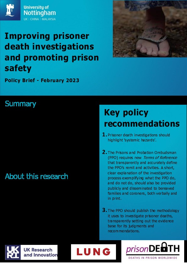 Improving Prisoner Death Investigations And Promoting Prison Safety - Policy Brief Thumbnail