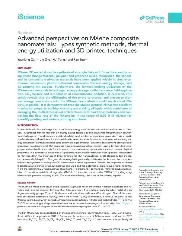 Advanced perspectives on MXene composite nanomaterials: Types synthetic methods, thermal energy utilization and 3D-printed techniques Thumbnail