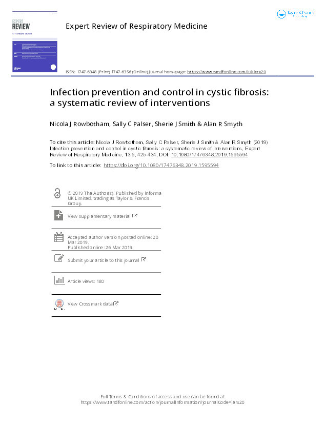 Infection prevention and control in cystic fibrosis: a systematic review of interventions Thumbnail