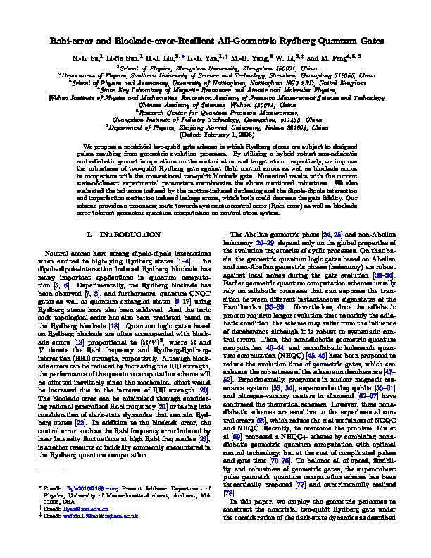 Rabi- and Blockade-Error-Resilient All-Geometric Rydberg Quantum Gates Thumbnail