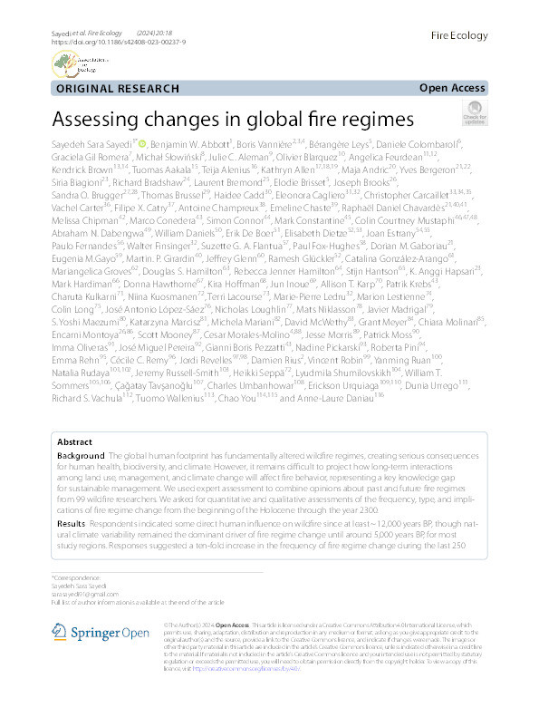 Assessing changes in global fire regimes Thumbnail