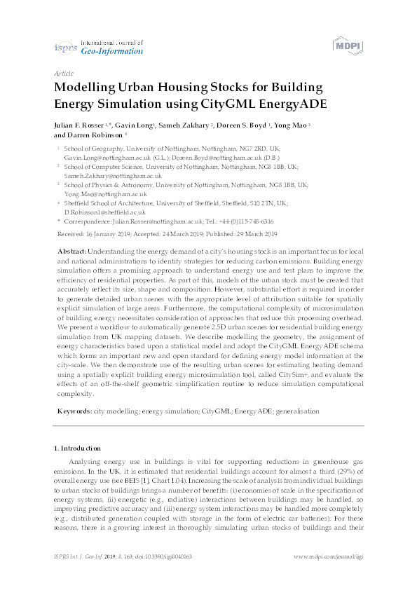 Modelling Urban Housing Stocks for Building Energy Simulation using CityGML EnergyADE Thumbnail