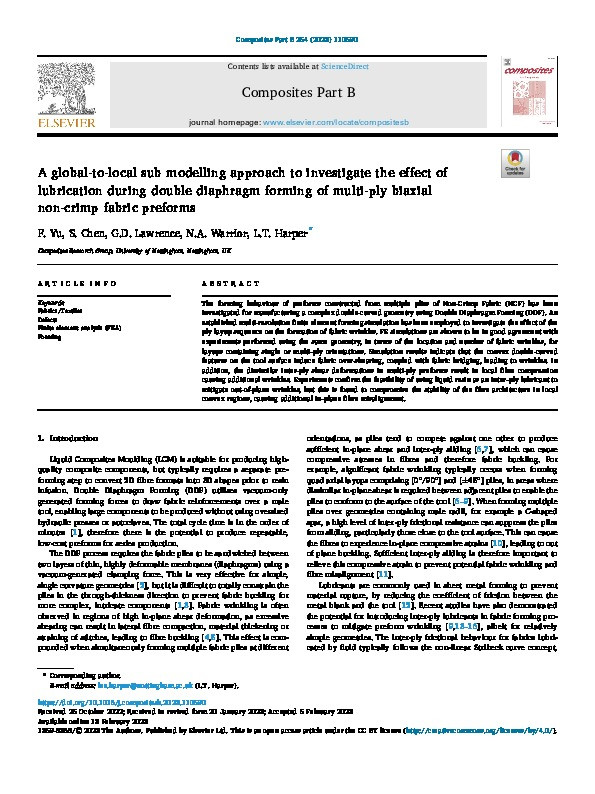 A global-to-local sub modelling approach to investigate the effect of lubrication during double diaphragm forming of multi-ply biaxial non-crimp fabric preforms Thumbnail