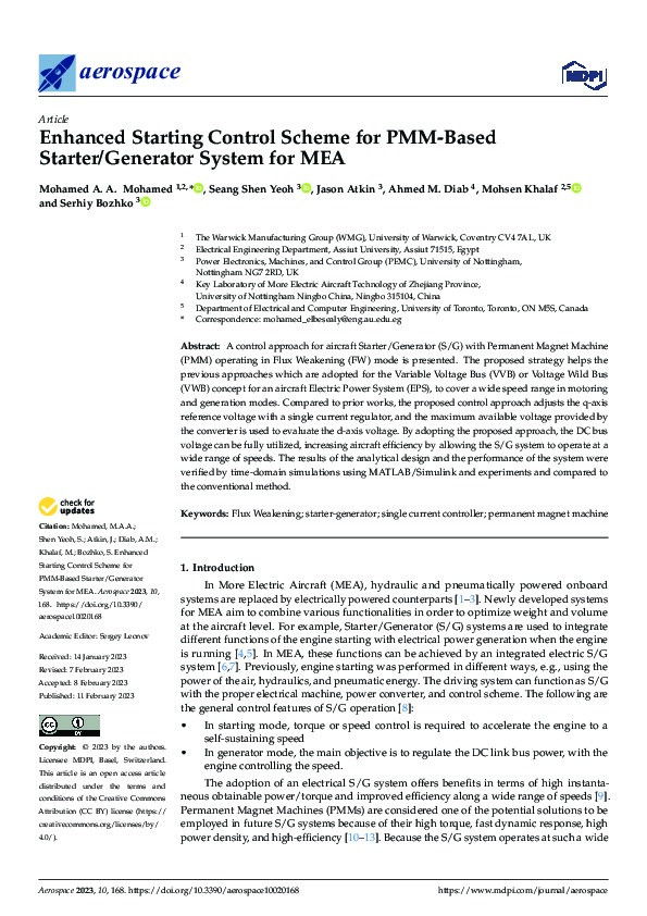Enhanced Starting Control Scheme for PMM-Based Starter/Generator System for MEA Thumbnail