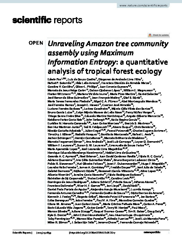 Unraveling Amazon tree community assembly using Maximum Information Entropy: a quantitative analysis of tropical forest ecology Thumbnail
