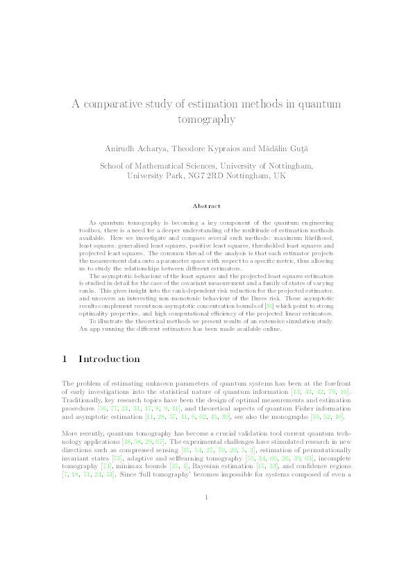 A comparative study of estimation methods in quantum tomography Thumbnail