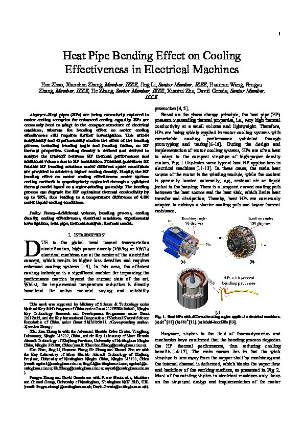 Heat Pipe Bending Effect on Cooling Effectiveness in Electrical Machines Thumbnail