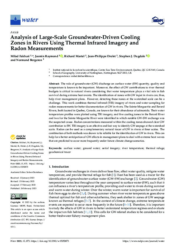 Analysis of Large-Scale Groundwater-Driven Cooling Zones in Rivers Using Thermal Infrared Imagery and Radon Measurements Thumbnail