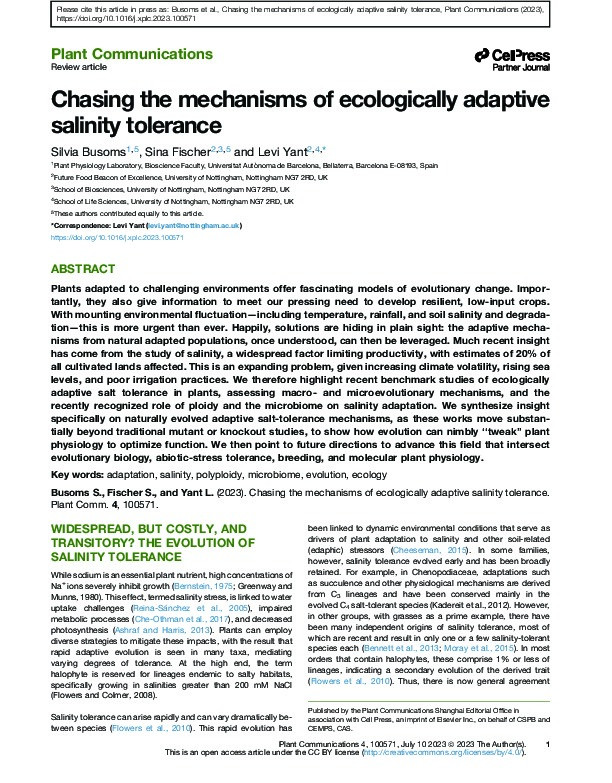 Chasing the mechanisms of ecologically adaptive salinity tolerance Thumbnail