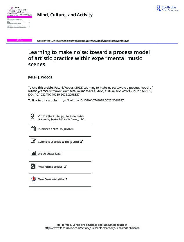 Learning to make noise: toward a process model of artistic practice within experimental music scenes Thumbnail